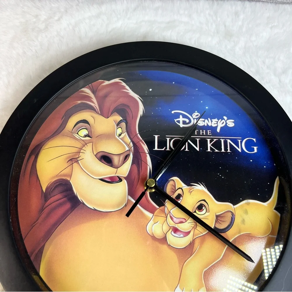 Disney The Lion King Clock Wall Round Black Framed Mufasa and Simba 11